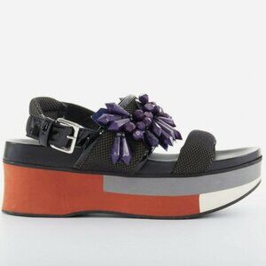 MARNI gem crystal scuba sporty color-blocked platform sandals 38 / 8
